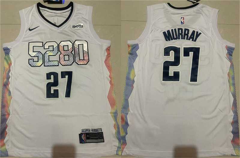 Mens Denver Nuggets #27 Jamal Murray White 2024-25 City Edition Stitched Jersey->denver nuggets->NBA Jersey